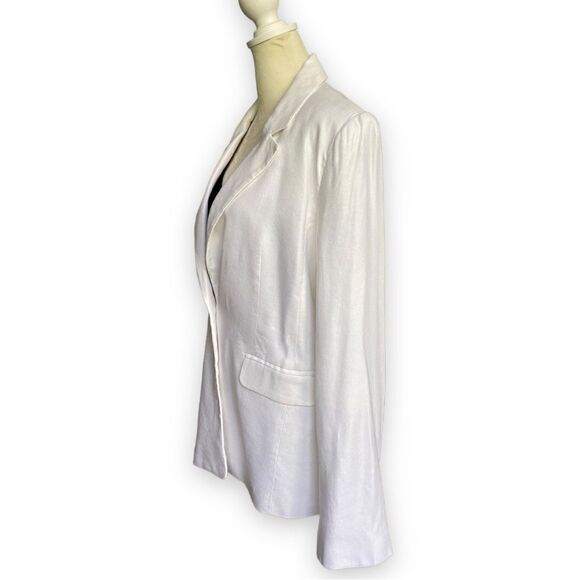 1901 Ecru White Linen Single-Button Blazer | Size 8 - Picture 4 of 13